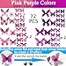 Ewong 72PCS Butterfly Wall Decals 3D Butterflies Wall Art Craft Decor Removable Mural Sticker Home Kid Girl Bedroom Bathroom Baby Room Nursery Classroom Office Party Decoration (Pink Purple)