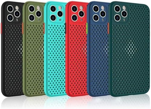 Image of Heat Dissipation Cover for iPhone, Ultra Slim Breathable Hollow Design, Full Camera Lens Protection Shockproof TPU Cooling Case (Mint Green,iPhone 15)