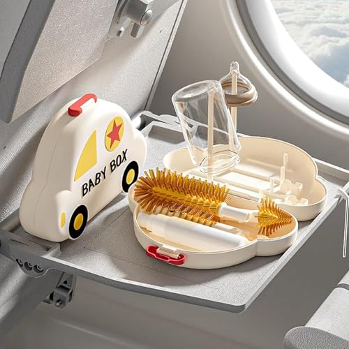 Image of Tony Stark 6-in-1 Baby Bottle Cleaning Brush Set - Includes Silicone Bottle Brush, Nipple Cleaner, Straw Brush, Soap Dispenser, Storage Box, and Bottle Drying Rack |Silicone Bristles (Car Design)