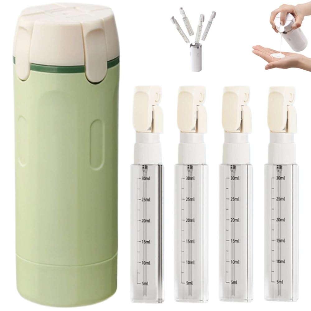 Cleanvo 4-in-1 Reise und Gym Spender,Tragbare, nachfüllbare,Kompakt und platzsparend für Shampoo, Lotion,Duschgel