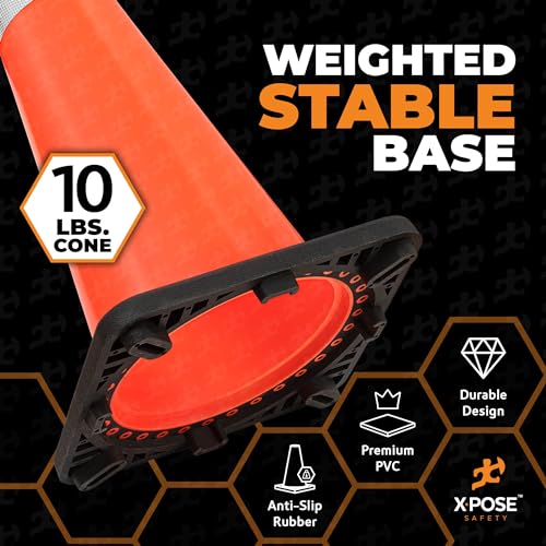 Image of Xpose Safety 36 Inch Orange Traffic Cones with 6 inch & 4 inch Collars