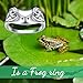 POPKIMI Sterling Silver Frog Rings for Women Vintage Cute Animal Finger Ring Silver Fashion Party Jewelry Gifts (Frog Ring 1, 8)