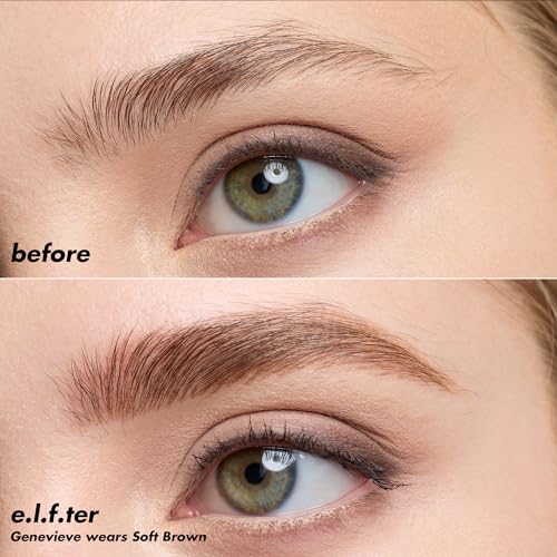 Image of e.l.f. Holy Strokes Micro-Fine Brow Pen, For Natural-Looking Eyebrows, Long-Lasting, Easy-To-Use, Waterproof, Smudge-Resistant, Vegan & Cruelty-Free, Soft Brown