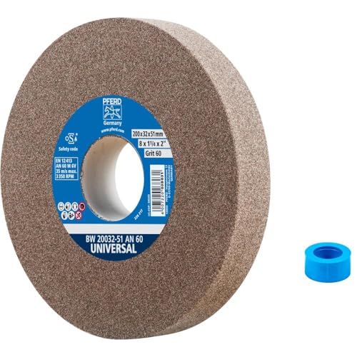 PFERD TOOLS Schleifbockscheibe UNIVERSAL, 200x32x51mm, A60, 39009720 – Harte Schleifscheibe für universelle Schleifaufgaben, mit Reduzierhülse (32mm)