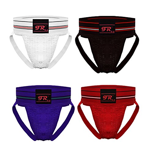F plus R Mens Strip Waistband Athletic Supporter Active Jockstrap (4-Pack)