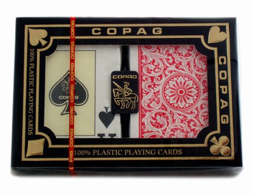 Copag Plastik Kartenspiele, 2 Poker Size Decks im Etui mit original Copag Cut Card