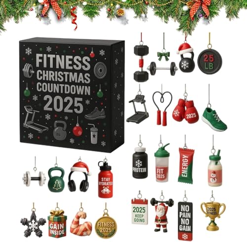 Calendarios Adviento Gimnasio 2025, 24 Days Christmas Gym Countdown Calendar, 2025 Fitness Christmas Countdown Calendar,Calendarios Adviento Navidad Accesorios Gimnasio,Fitness Lovers Ideas ﻿