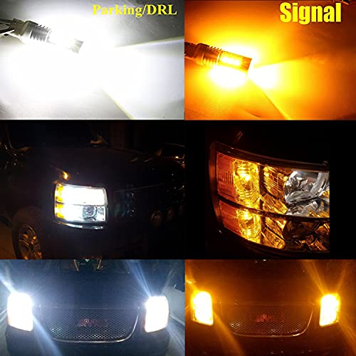 Alla Lighting T25 3457 3157 Switchback Led Turn Signal Lights Dual Color 6000K White/Amber Yellow 12V 4157Nak 3457Ak 4057 3057 3757Ak 5702Ak 4157Ak Extremely Super Bright 2835 28-Smd Upgrade #TOP1