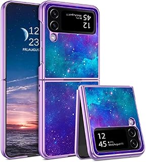 DUEDUE Case for Samsung Z Flip 4, Glow in the Dark Ultra Slim Fit Shockproof Protective Silicone Nebula TPU Anti Scratch Bumper Protection Galaxy Z Flip 4 5G Luminous Case Cover, Blue