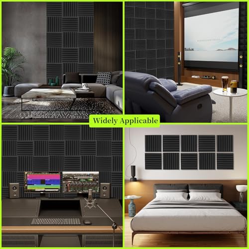 image for EEKIYA 12 Pack Sound Proof Foam Panels for Walls 12x12x1 Inches, Wedge