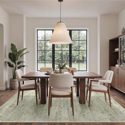 Image of BEIMO Area Rugs 5x7 for Living Room Bedroom, Modern Abstract Machine Washable Rug, Large Soft Low Pile Floor Carpet with Non Slip Backing for Dining Room, Beige