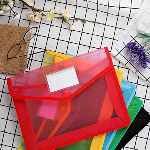 Image of Envelope Folder,Transparent Poly-Plastic A4 Documents File Storage Bag with Snap Button Set of 2 /Certificate File Holder /Document Folder for Certificates A4 Size /Legal /Brief Bag for Document