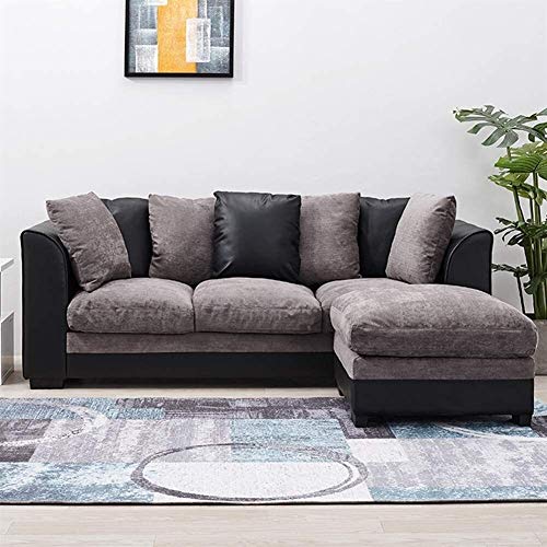 LMCLJJ Sofá Cama Sistema Sofá Chaise Longue Cama con arcón en Polipiel Hogar Sofá Cama (Size : 3 Seater with Footstool)