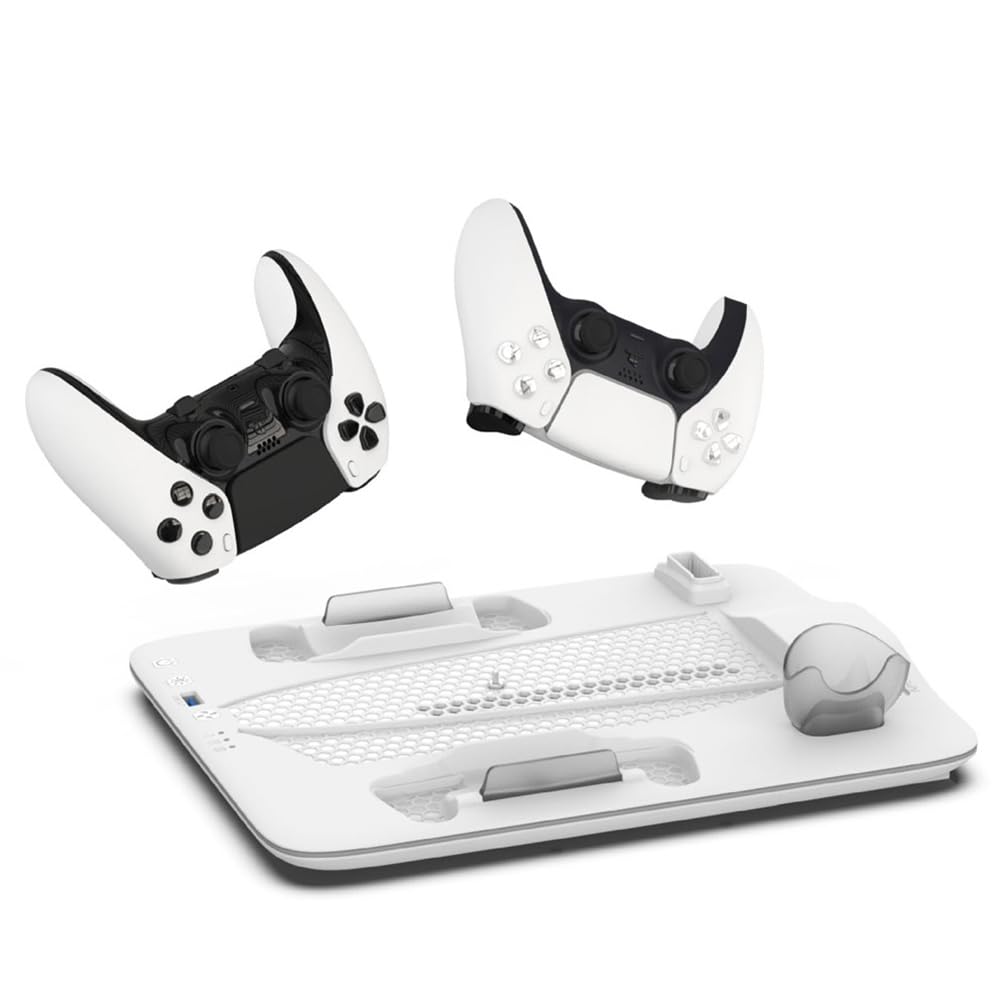 Per PS5 Slim Host Supporto Multifunzionale Della Base di Dissipazione del Calore per la Ricarica del Controller di Gioco PS5slim e lo Scaffale di Stoccaggio del Disco (BIANCO)