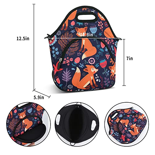 Violet Mist Neoprene Thermal Insulated Lunch Bag Tote Large With Extra Pocket Detachable Adjustable Shoulder Lunchbox Handbags Women Christmas Gift #TOP2