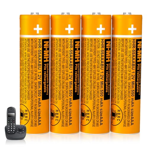 BENNTOP NI-MH AAA Rechargeable Batteries for Panasonic Cordless Phones,1.2V 550mah HHR-55AAABU 4-Pack Rechargeable AAA Battery for Phone,Remote Controls,Electronics