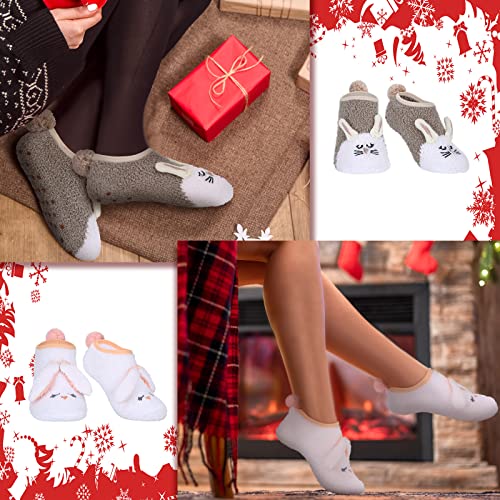 Calcetines cortos para mujer suaves y peludos con motivos navideños de invierno 6