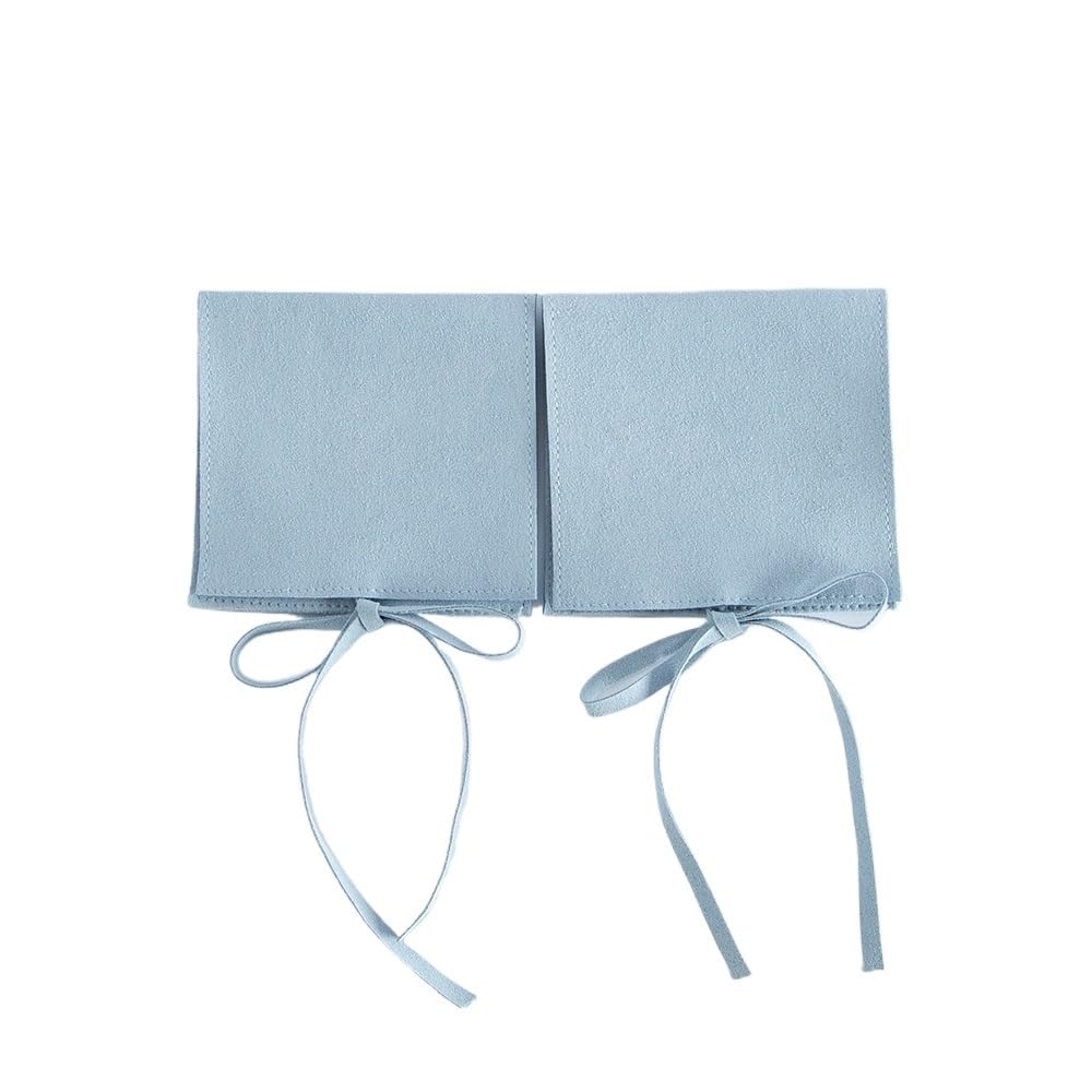 Doxicey Jewelry Package Bags 5pcs 6×6cm Jewelery Gift Bag Microfiber Jewellry Pouch with Ribbon Envelope Packaging Organizer for Necklace Bracelet Earring Ring(Blue)