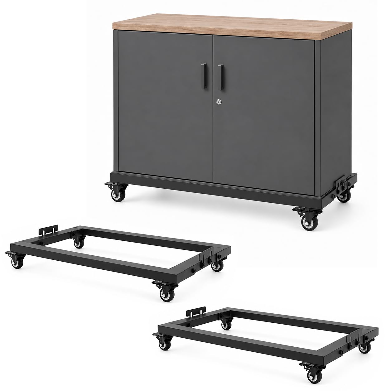Carro para muebles (2 unidades, con ruedas, 150 kg, 80 x 43 x 12 cm)