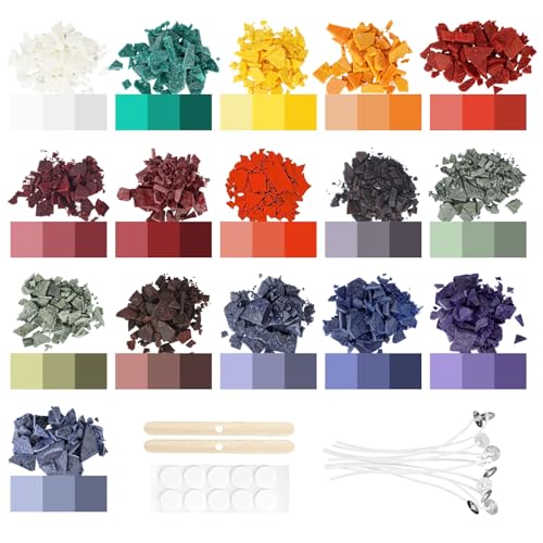 Candle Dye for Candle Making -16 Colors Candle Making Supplies for Soy Candle Making Kits DIY Candle Wax, Highly Concentrated Candle Chips Colors