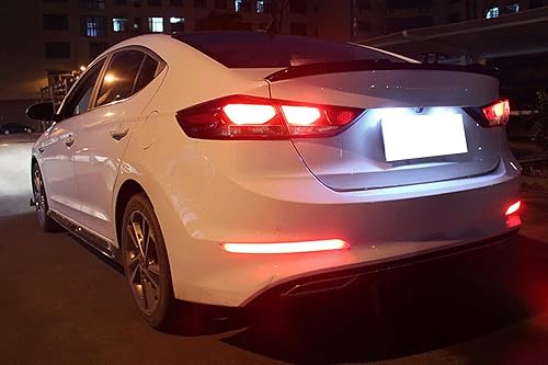Miniatura 7 de iJDMTOY Luces reflectoras de parachoques LED de lente roja compatibles con Hyundai Elantra Sedán 2017 2018, función como faros antiniebla