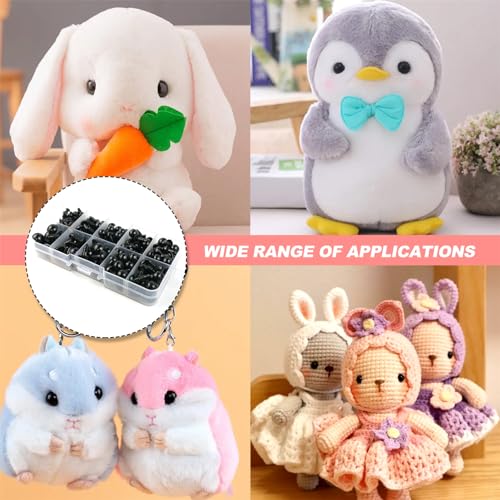 Safety Eyes for Crochet Toys, 400pcs Safety Crochet Craft Eyes 5-12mm Plastic Teddy Bear Toy Doll Eye with Washer for Crafting Toy Making - Image 6