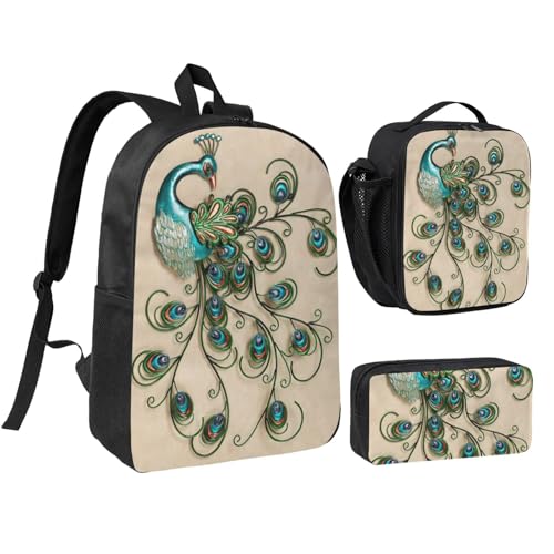 Mochila de pavo real de 17 pulgadas que soluciona el transporte de libros y comida diaria
