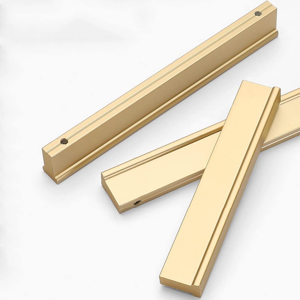 Złote uchwyty meblowe, długie, 2 szafki, nowoczesne uchwyty meblowe, masywne aluminium | anodowana powierzchnia, centra otworów: 96-960 mm uchwyty w kształcie litery T, szafa ubraniowa