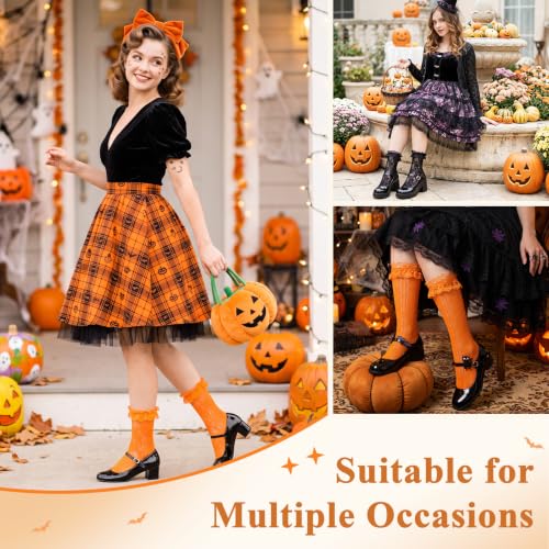Image of Women Lace Ruffle Socks White Black Frilly Lolita Crew Dress Socks