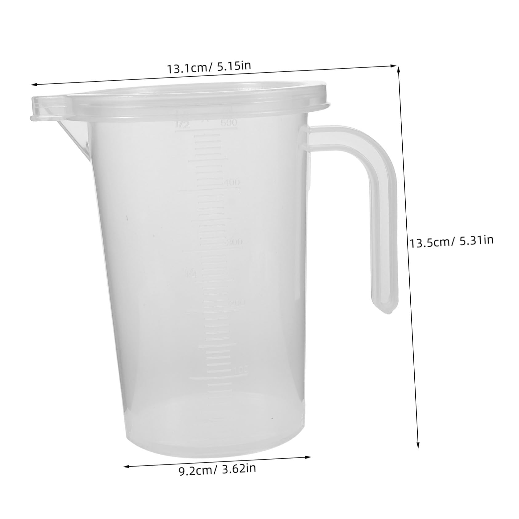 COLLBATH 6 Piezas Vasos Medidores Plásticos con Tapa y Asa Jarra Graduada Transparente para Cocina Repostería y Preparación de Alimentos Fácil de Limpiar y Multiuso