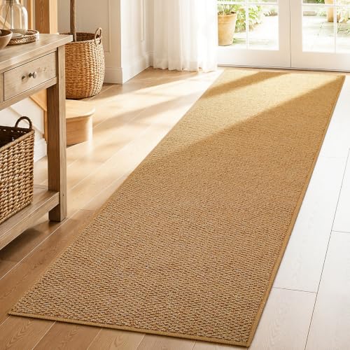 Image of LNZHAO Robust Indoor and Outdoor Carpet in Natural Jute Look (Nature, 60X180 Centimeters)