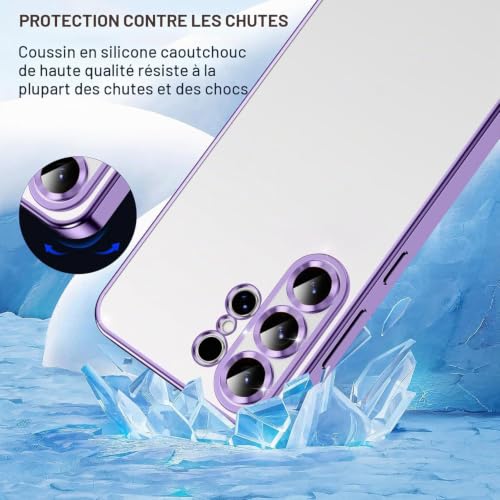 Image of VONZEE Clear Logo Electroplating Transparent Case for Samsung S26 Ultra 5G, Magnetic Plating Electroplate TPU Cover, Individual Camera Protection for Each Lens - Deep Purple