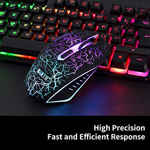 image for BAKTH Multiple Color Rainbow LED Backlit Mechanical Feeling USB Wired 