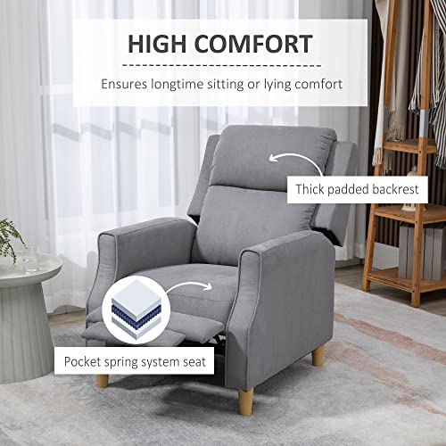 Homcom Manual Recliner Chair With Footrest, Thick Padded Headrest And Back, Sofa Chair For Living Room Bedroom, Gray #TOP4