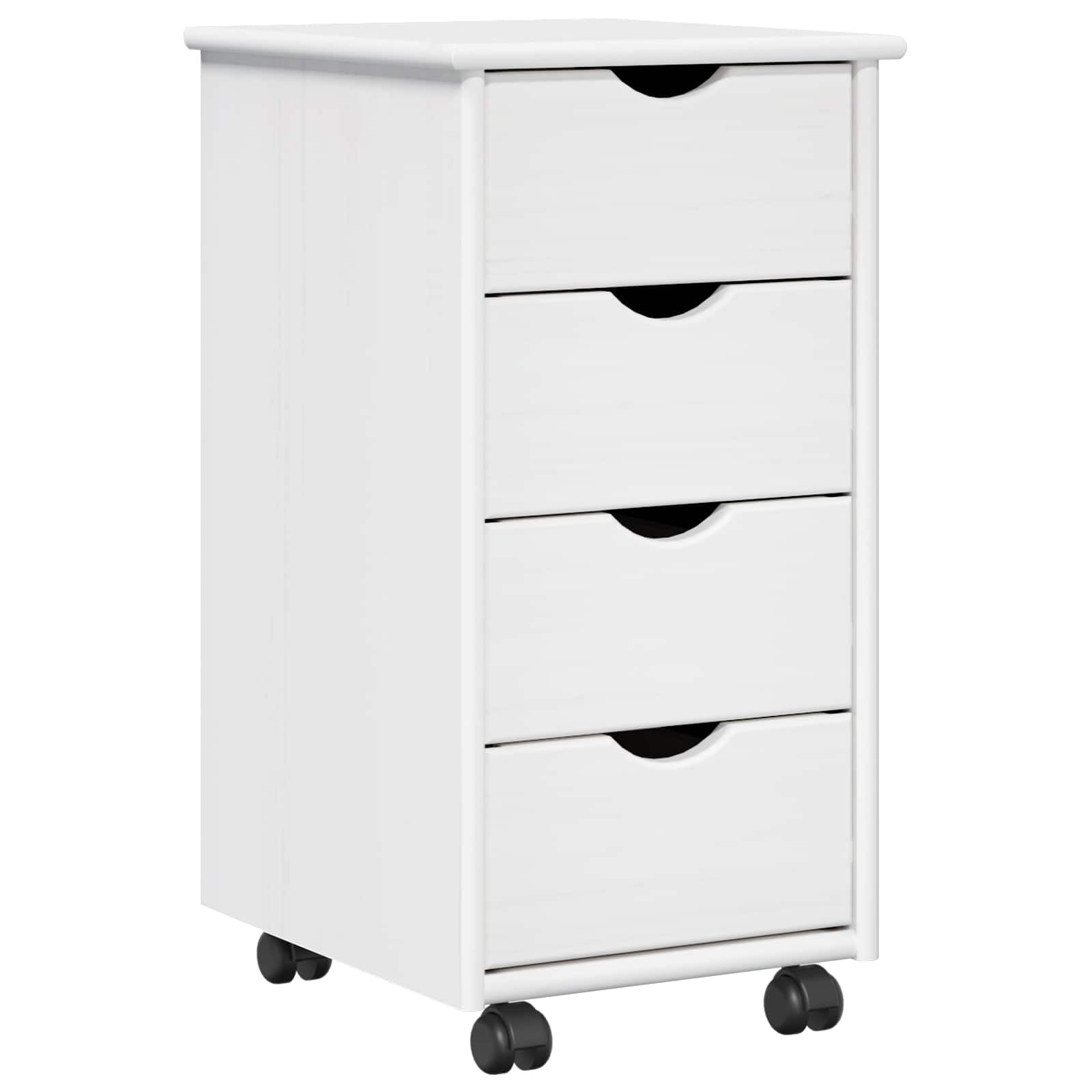 vidaXL Cabinet Roulant Blanc 34 x 39 x 65,5 cm Bois de Pin Massif, Meuble Roulant Minimaliste, en pin, Rangement rectangulaire, tiroirs spacieux, Parfait pour Bureau ou Chambre