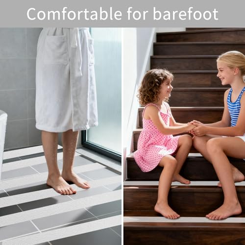 Image of Clear Anti Slip Tape for Stairs & Bathtubs, 4 inch x35FT Non-Skid Transparent Grip Tape - Soft PVC Safety Traction for Bare Feet, Pool Decks, Boats, Shower Floors