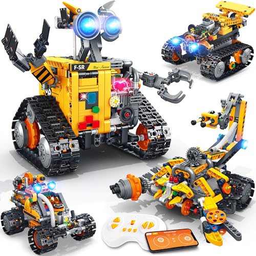 Image of Demkia Robot Building Kit for Kids and Adults, 4-in-1 Rechargeable RC Robotics Kit with Remote & App Control, STEM Coding Toys & Science Projects, Birthday Gifts for Boys Ages 8-12+ (588 Pcs)