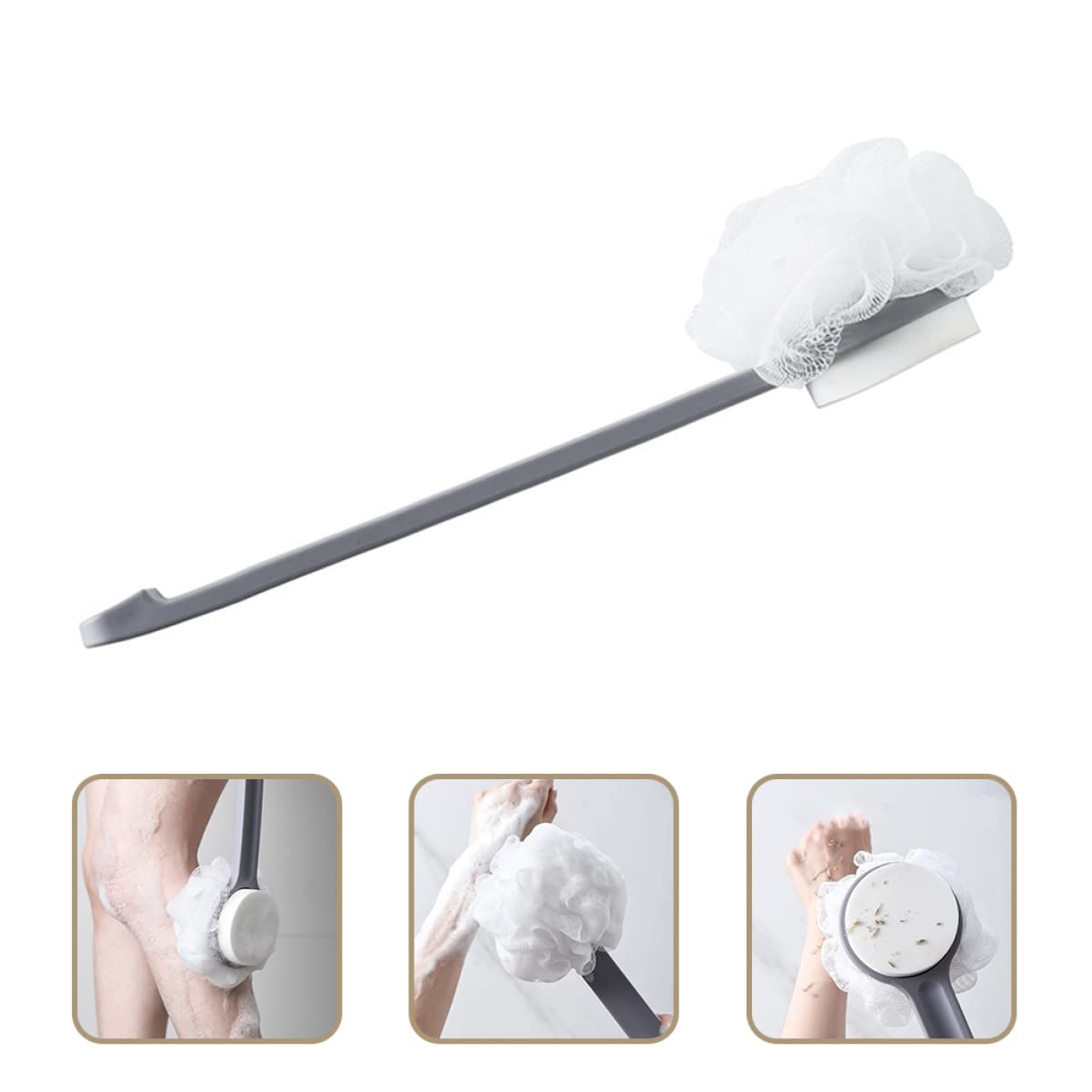 FRCOLOR 5pezzi Spazzola Con Manico Lungo Spazzola Scrubber Doppia Faccia Per Esfoliazione e Massaggio Della Schiena Accessorio Per Bagno Facile Da Usare e Pratica Per La Pulizia