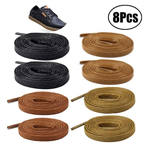 LuLyL Canwn runde Schnürsenkel für Anzugschuhe ? [8 Paar] gewachste reißfeste dünne Schnürsenkel Ersatzschnürsenkel für Lederschuhe 100% Baumwolle 2,4 mm