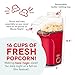 DASH Hot Air Popcorn Popper Maker with Measuring Cup to Portion Popping Corn Kernels + Melt Butter, 16 Cups - Red
