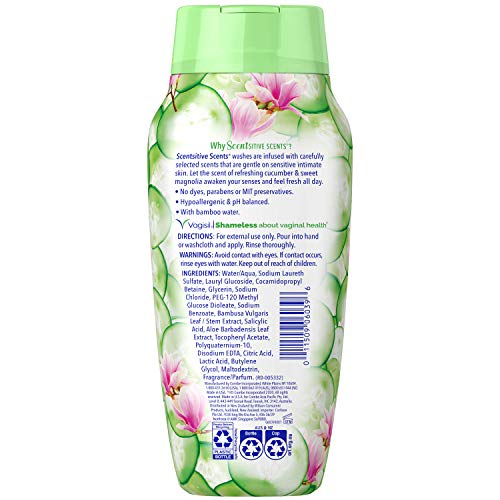 Vagisil Feminine Wash For Intimate Area Hygiene, Scentsitive Scents, Ph Balanced And Gynecologist Tested, Cucumber Magnolia, 12 Oz (Pack Of 3) #TOP1