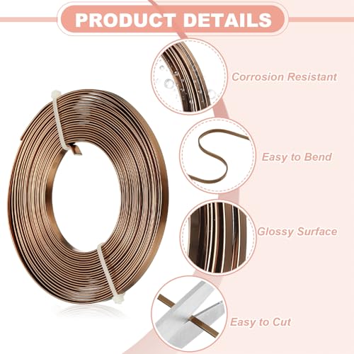 Image of uxcell 18 Gauge Flat Aluminum Wire, 16.40 ft 5mm Wide Aluminum Crafts Wire for Flower Bonsai Crafts Carving DIY Bezel Sculpting Gem Metal Wrap, Brown
