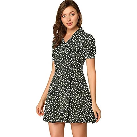 Vestido camisero Allegra K con estampado floral y botones para mujer Cover