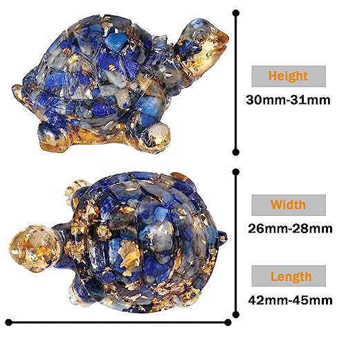 mookaitedecor Set of 2 Resin Lapis Lazuli Crystal Turtle Tortoise Ornament Home Desk Decor - Image 2