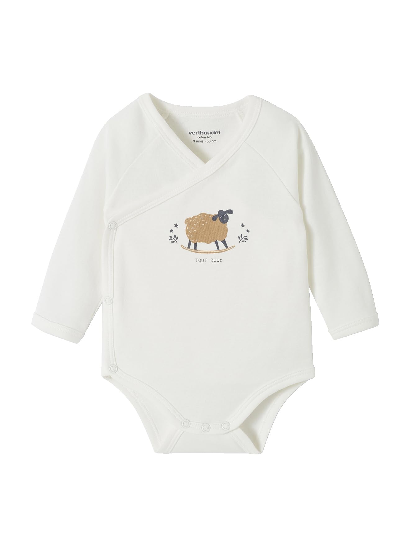 VERTBAUDET Lot de 5 bodies ouverture naissance bébé en coton biologique