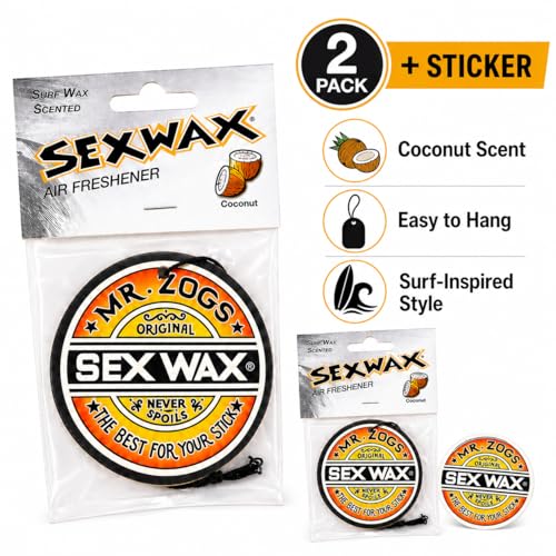 Image of SEX WAX Car Air Freshener | Hanging Long Lasting Scent Car Air Freshener for Auto and Home | Coconut, 2 Air Freshener
