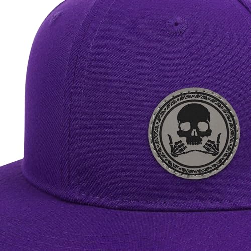 Image of Flat Brim Hats for Men - Gothic Style Skull Hat Leather Pattern - Hip-Hop Snapback Hat Skeleton Hats for Men