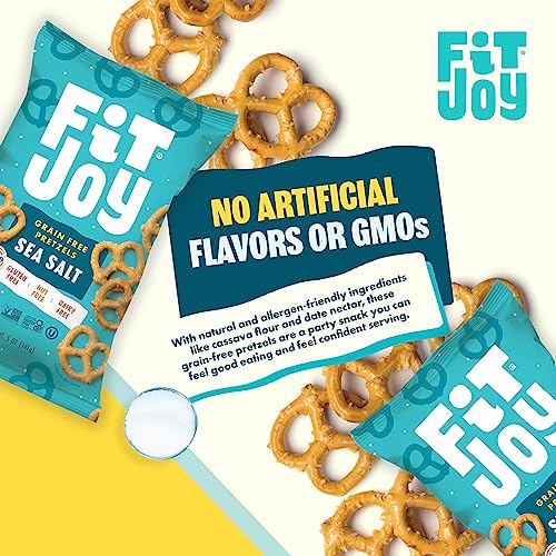 Image of FitJoy Sea Salt Pretzels (Pack of 6, 5 Oz) - Dairy, Nut & Gluten Free Snacks - Grain Free Cassava Root & Chickpea Flour Vegan Pretzel Twists - Classic Snack Pretzels for Moms, Children and More