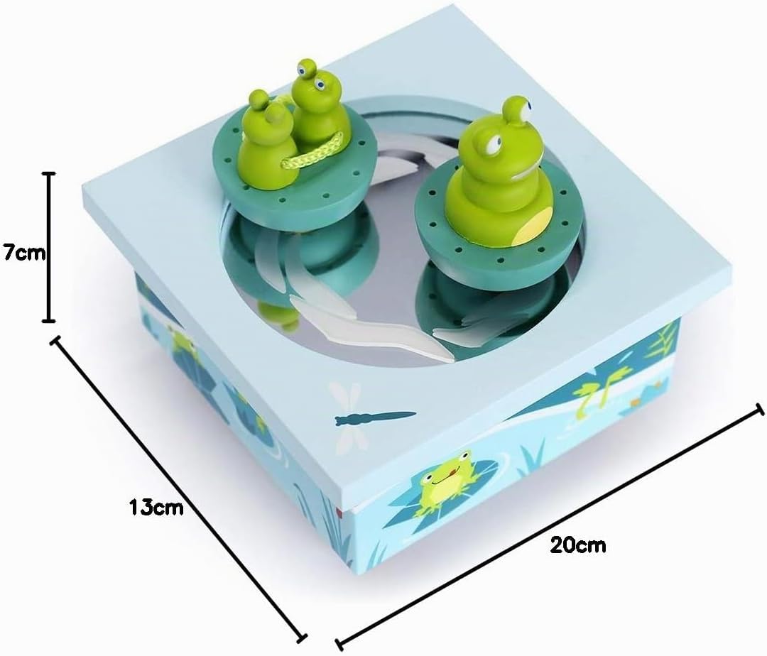 TROUSSELIER - Grenouille & ses Bébés - Boîte à Musique Dancing - 2 Figurines Amovibles - Fonctionnement Simple - Musique Sound of Silence de Simon & Garfunkel - Colori Bleu — image 6