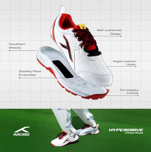 Image of Hundred HyperDrive Cricket Shoes Men | TerraSpike Rubber Studs | Embedded Support Plate for Stability | Lightweight & Durable | Ideal for Turf, Ground & Hard Surfaces